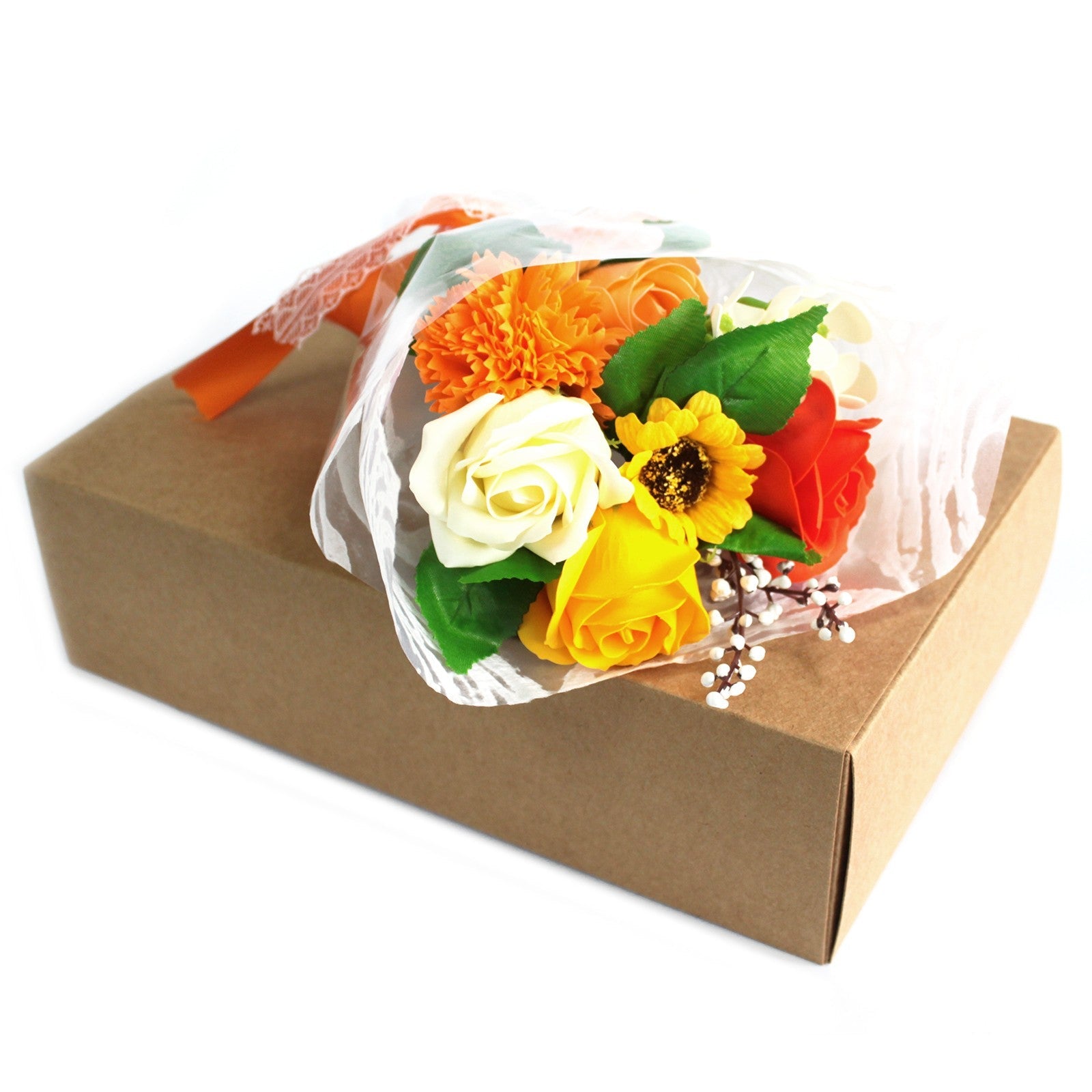 Boxed Hand Soap Flower Bouquet - Orange - Ultrabee