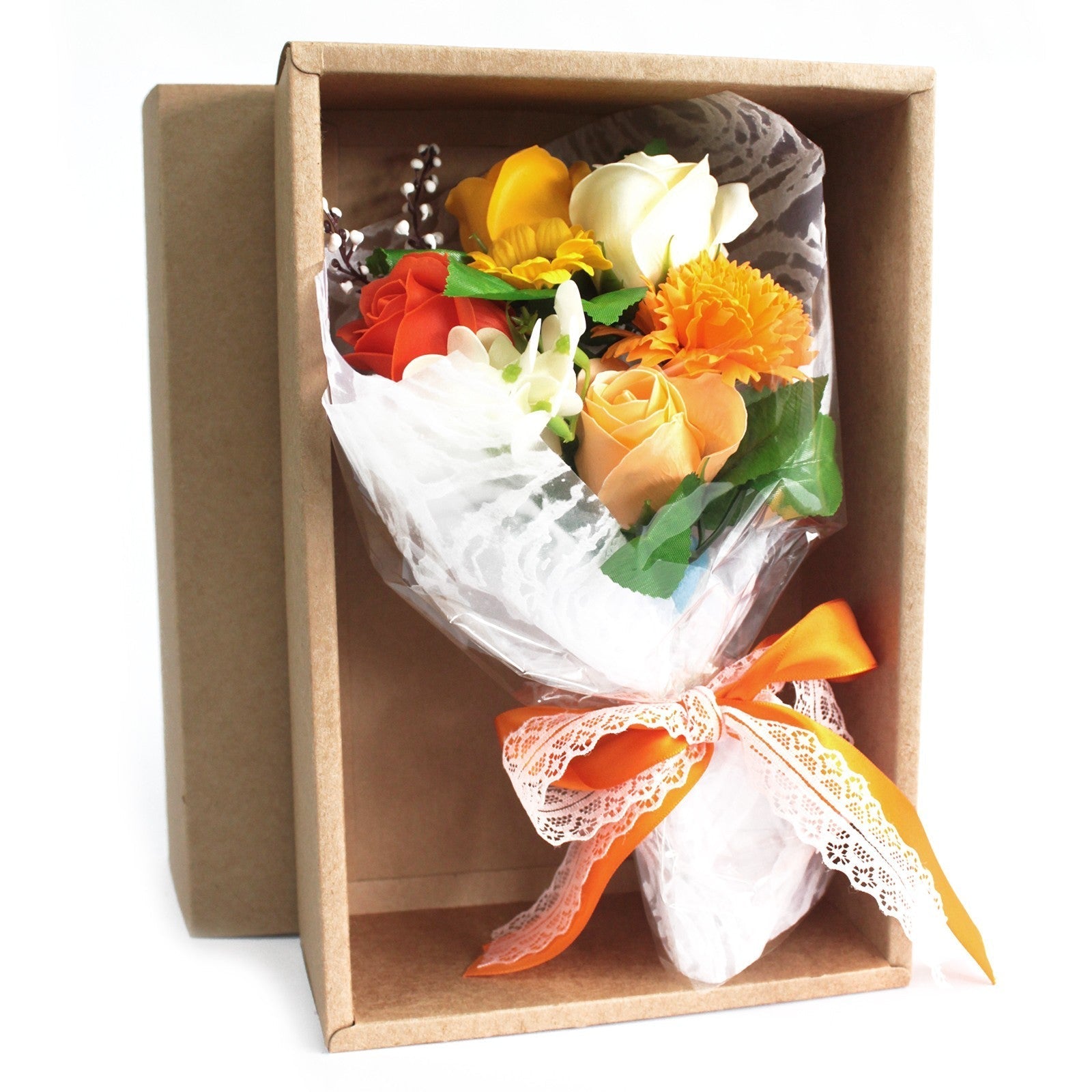 Boxed Hand Soap Flower Bouquet - Orange - Ultrabee