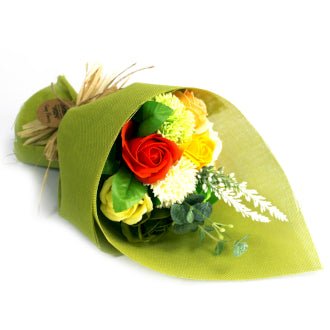 Standing Soap Flower Bouquet - Green Yellow - Ultrabee